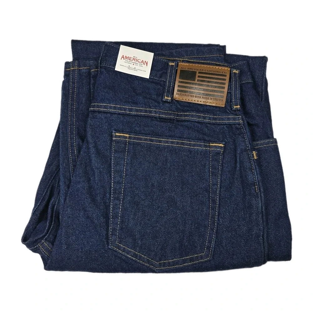 All American Clothing Co Jeans Mens 36x36 Dark Wash Made In USA NWT Raw Denim